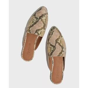 Madewell Cream/Black Snakeskin Print The Frances Skimmer Loafer Mule Size 9.5